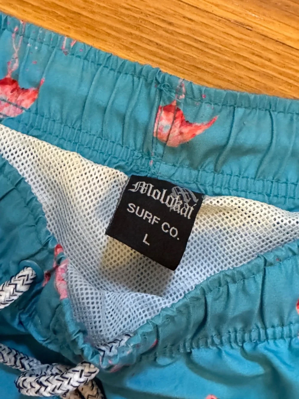 Molokai Surf Co Mens Swim Trunks Size Large Flamingos